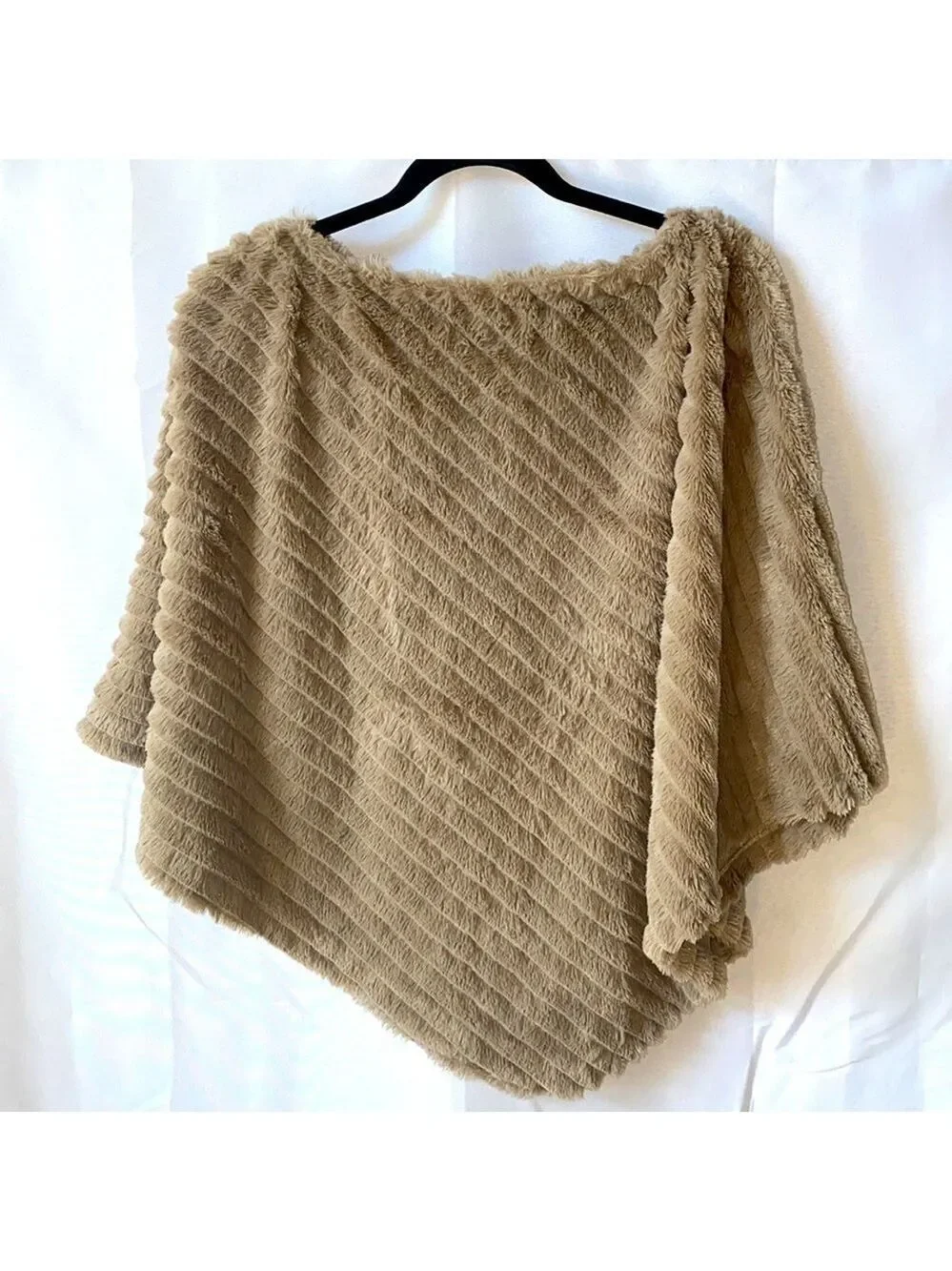 Black Rivet Faux Fur Poncho NWOT